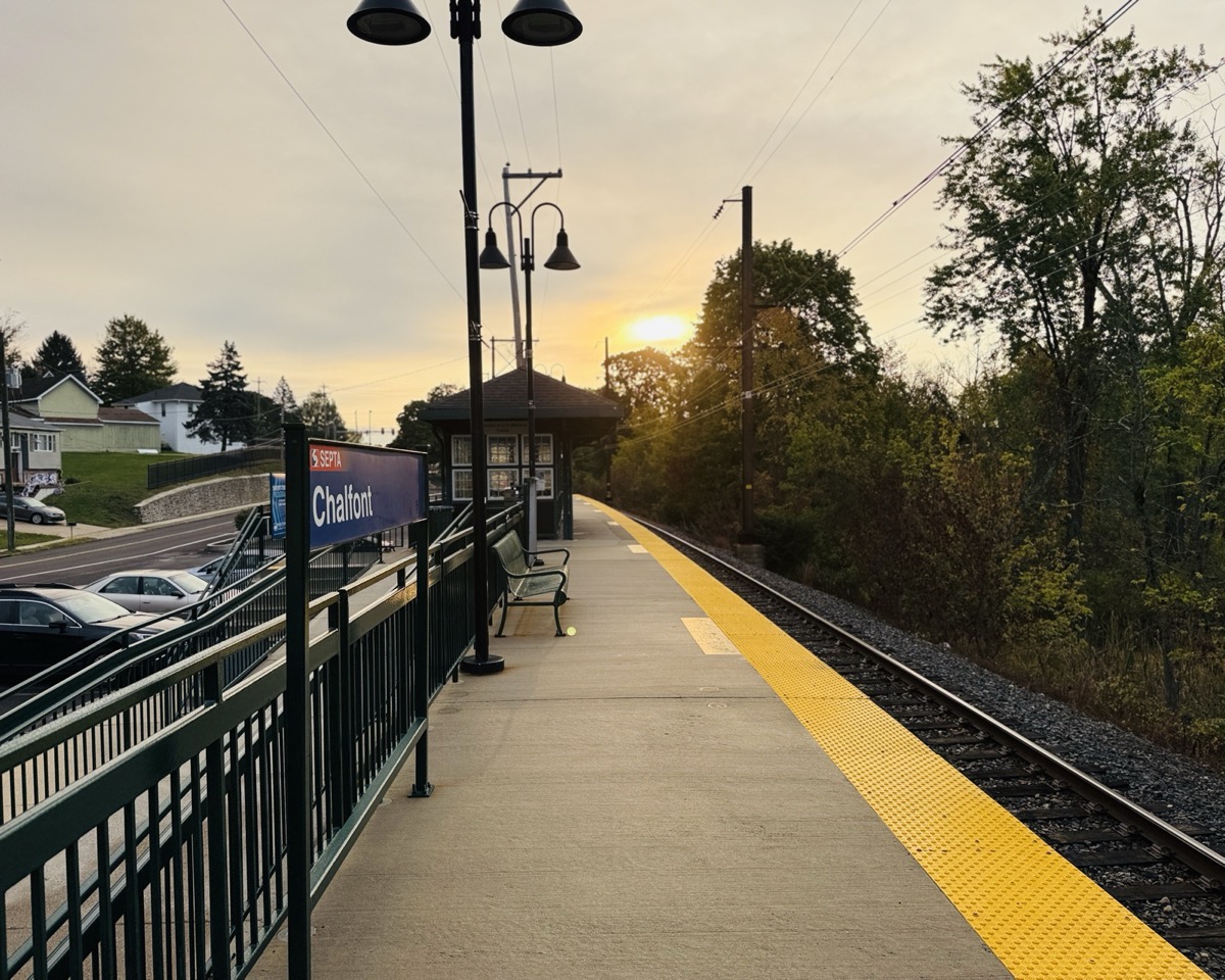 Chalfont SEPTA train platform at sunrise, Bucks County PA