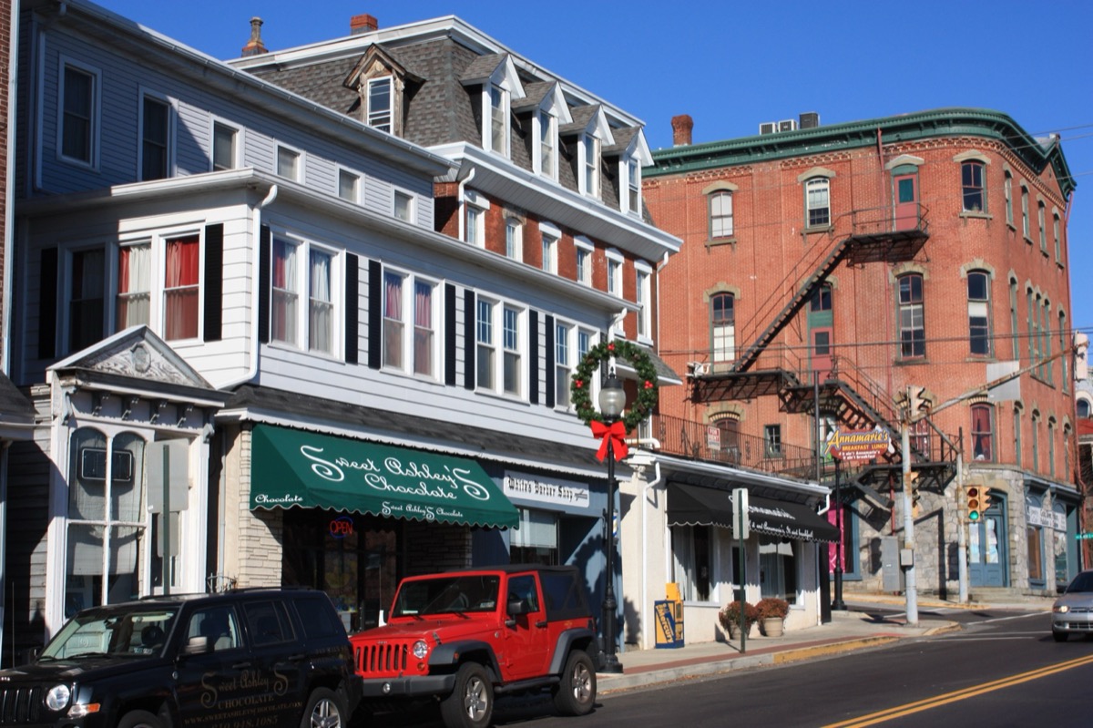 Main Street storefronts in downtown Royersford Borough, Montgomery County PA